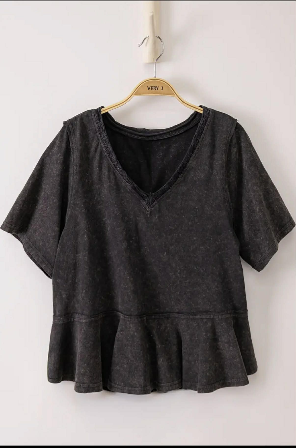 Mineral Washed V-neck Top