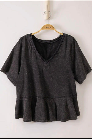 Mineral Washed V-neck Top