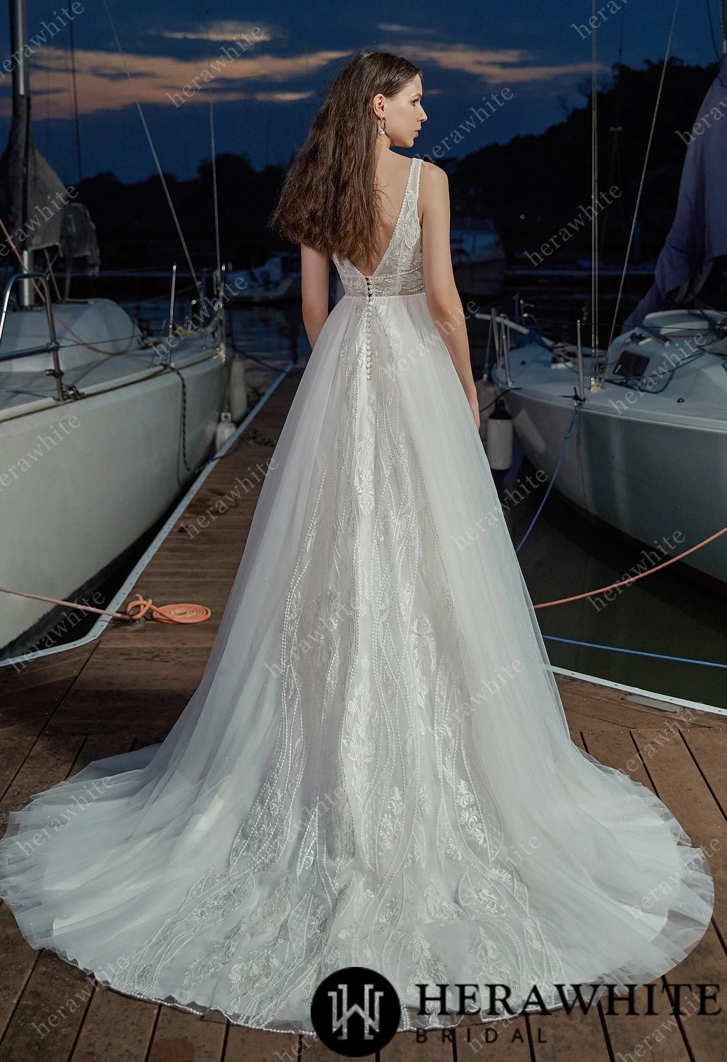 Tulle V-Neck Sleeveless A-Line And Sexy Split Wedding Dress Forever & Always Tulle V-Neck Sleeveless A-Line And Sexy Split Wedding Dress Forever & Always