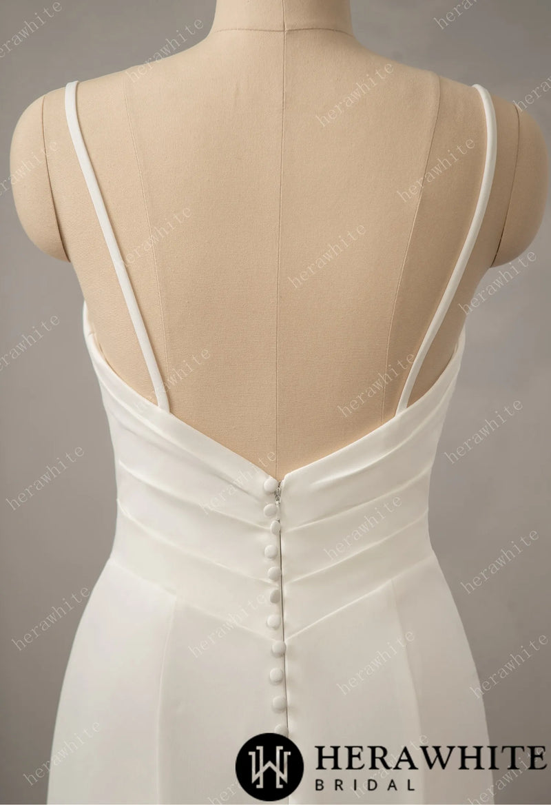 Classic Crepe Fit and Flare with Square Neckline  Wedding Dress