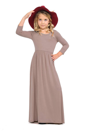Fit and Flare Maxi Dress Solid: M / MAUVE