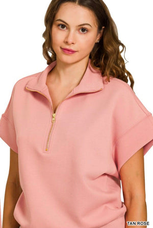 Pink Half Quarter Zip Tops