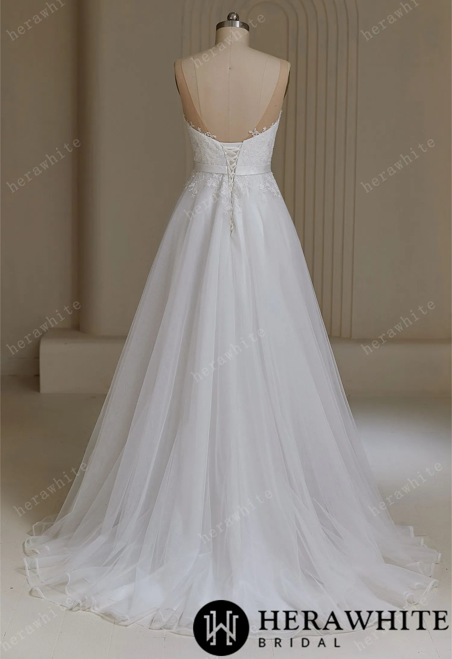 Illusion Neckline A-Line Wedding Dress