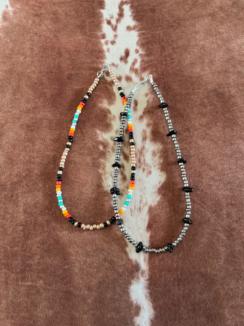 Black and silver stone necklace