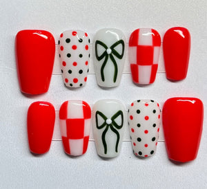 Red Checkers Bows & Dots , Medium
