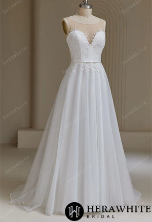 Illusion Neckline A-Line Wedding Dress