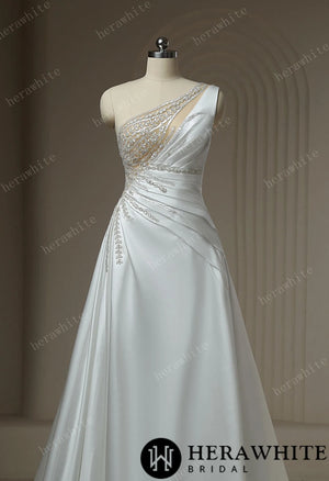 Beaded Rhinestone With Draped Illusion Back Wedding Dress