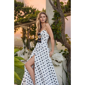 SWEET VINTAGE POLKA DOT GOWN WITH PLAYFUL STATEMENT BOWS