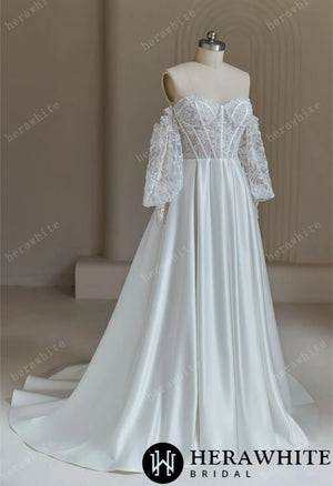 Illusion Lace Sweetheart Wedding Dress With Corset Back