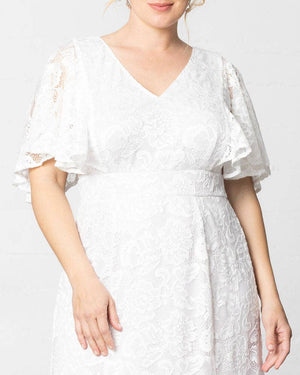 Clarissa Lace Flutter Sleeve Long Wedding Dress - Plus Size