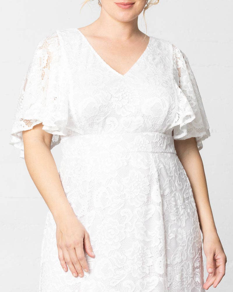 Clarissa Lace Flutter Sleeve Long Wedding Dress - Plus Size