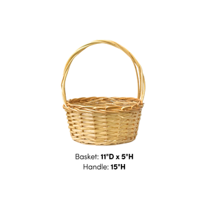 Medium Round Wood Basket with Handle