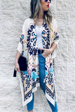 Multi Floral Printed Kimono Cardigan Cover Up