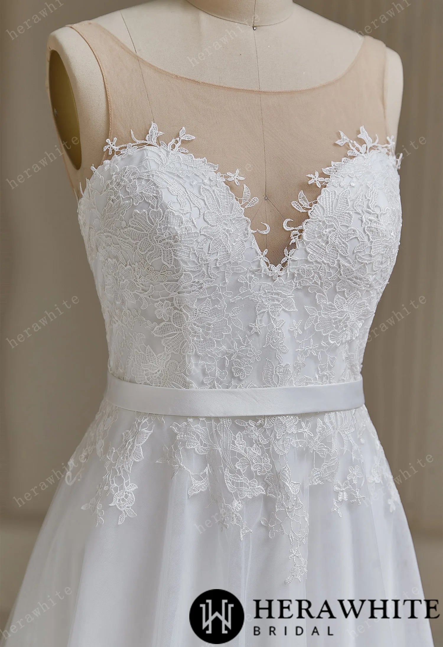 Illusion Neckline A-Line Wedding Dress