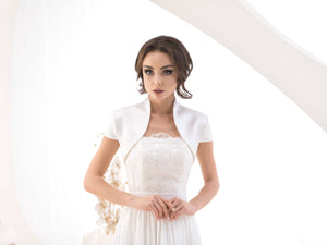 Bridal jacket, wedding bolero, women jacket: White / S