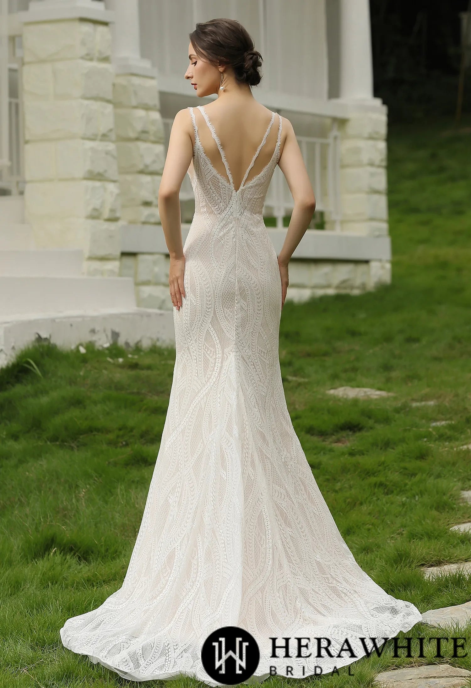Slim and Sexy  Wedding Gown With Illusion Back