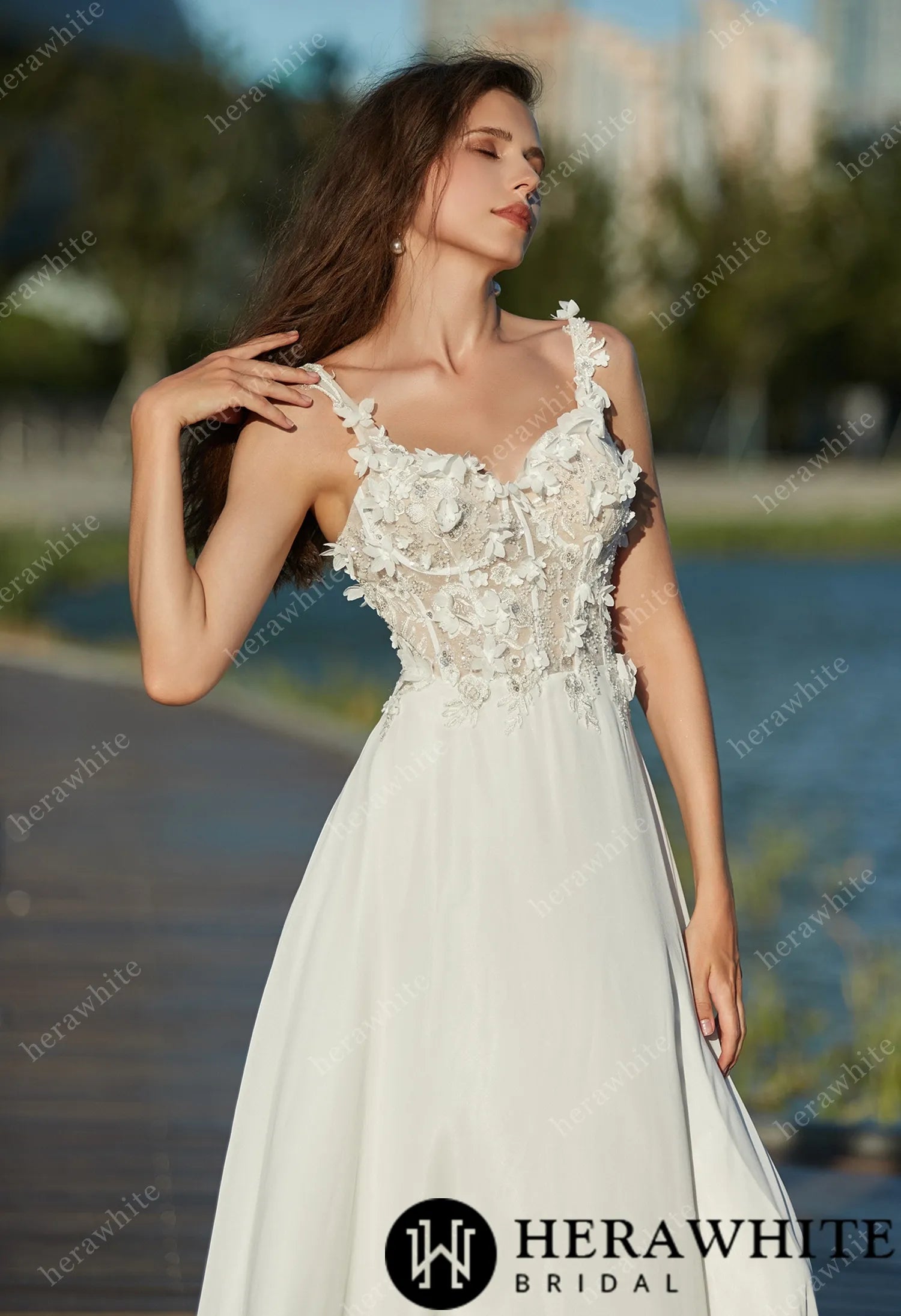 Sweetheart Neckline Wedding Dresses With 3D Flowers