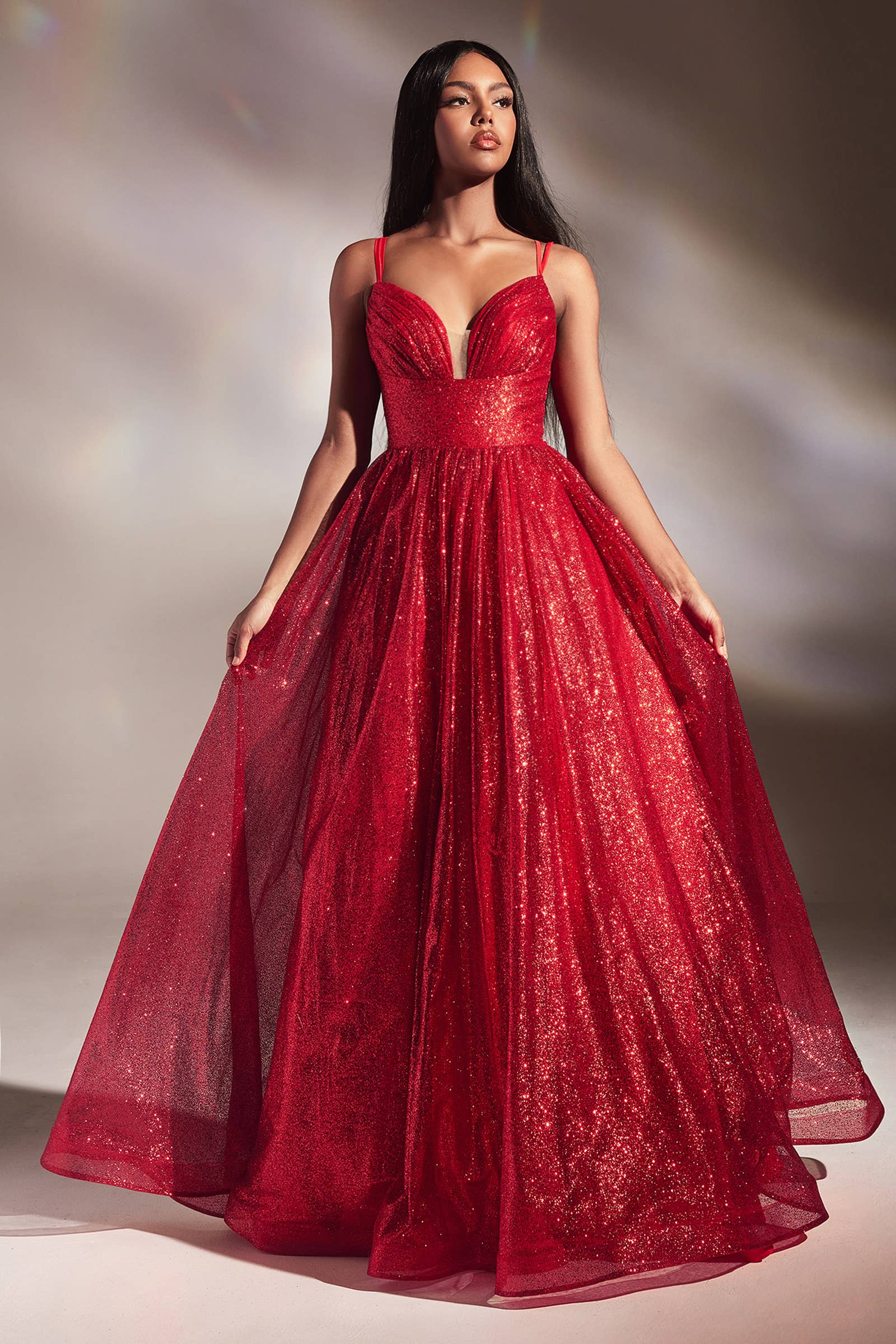 LAYERED GLITTER BALL GOWN