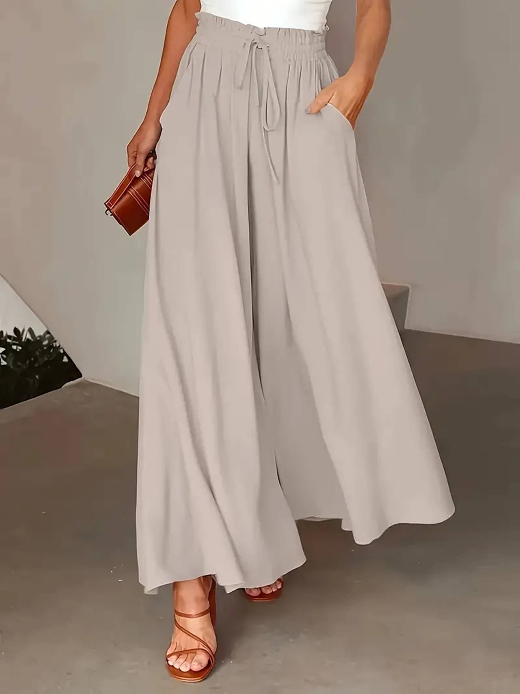 Polka Dot Printed Wide Leg Pants