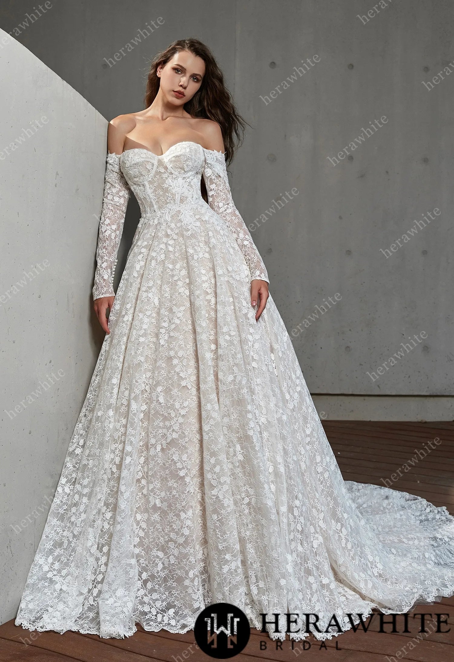 Grace Lace Sweetheart Wedding Dress with Corset Back