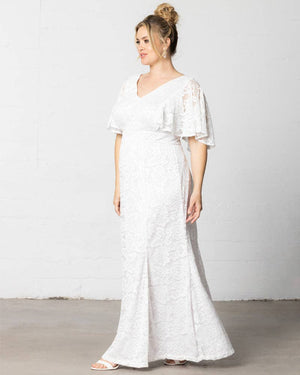 Clarissa Lace Flutter Sleeve Long Wedding Dress - Plus Size