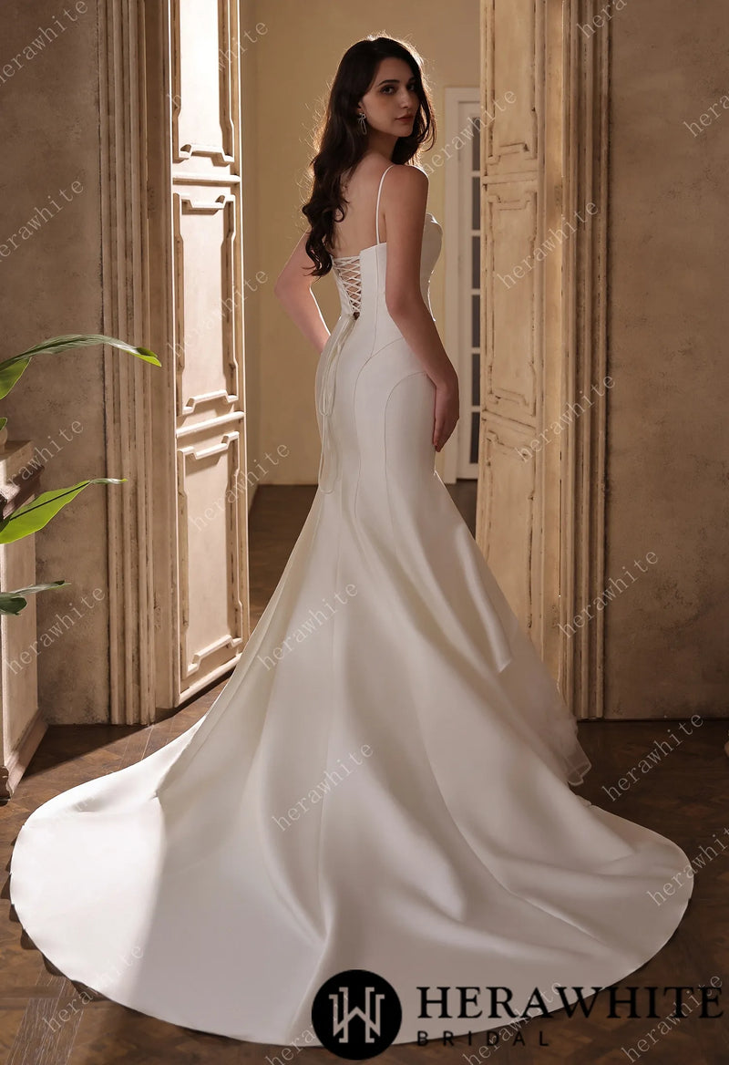 Mikado Mermaid Bridal Gown With Handmade Floral Accents HW3808-M