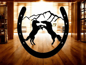 METAL 2 stallions fighting in a horseshoe