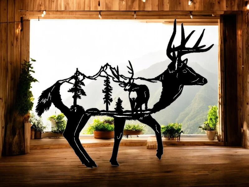 METAL Deer with deer scene