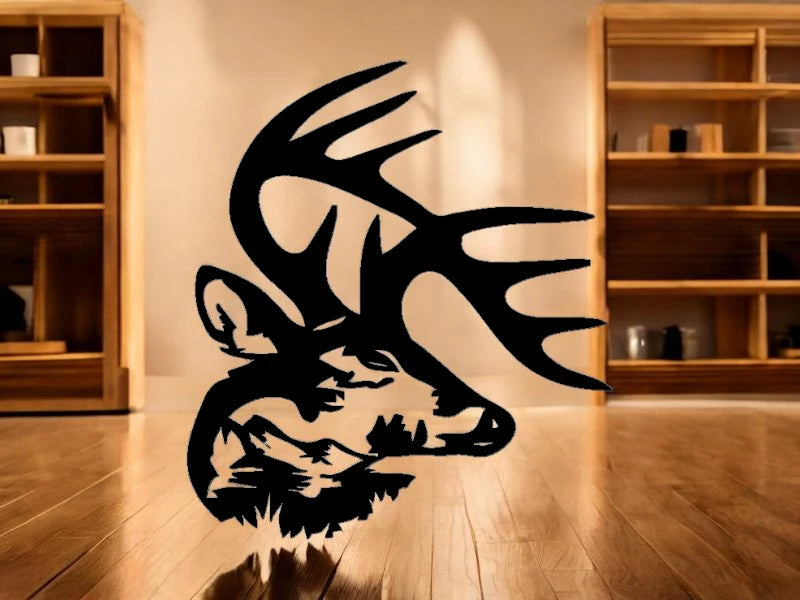 METAL Deer head with scene