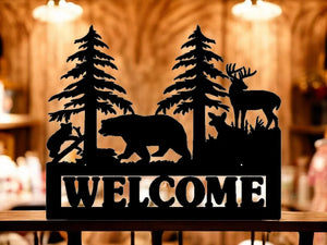 METAL Bear deer  BLOCK Welcome
