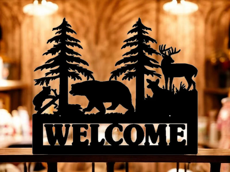 METAL Bear deer  BLOCK Welcome