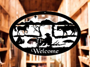 METAL Cowboy and cowgirl Welcome