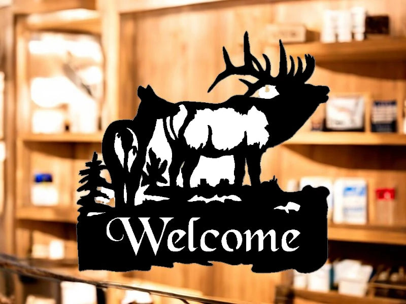 METAL ELK BULL AND COW WELCOME