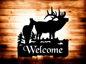 METAL ELK BULL AND COW WELCOME SOLID BODIES