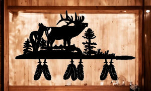 METAL Elk bull and cow on spear