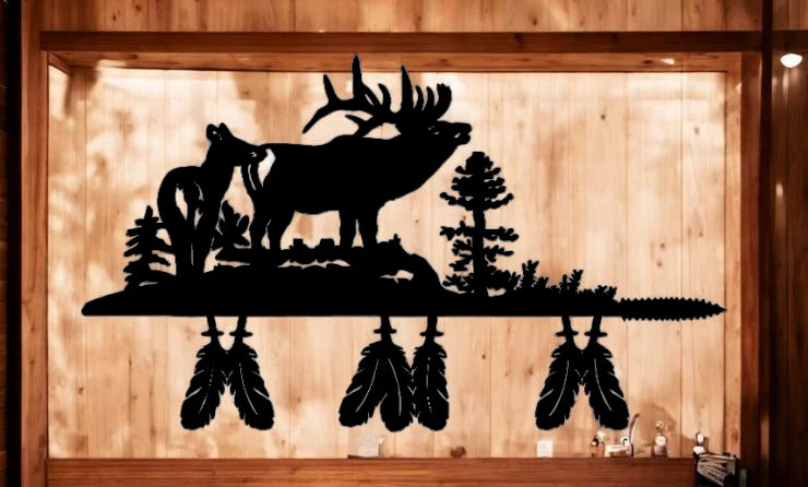 METAL Elk bull and cow on spear