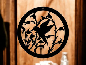 METAL Hummingbird and flower circle