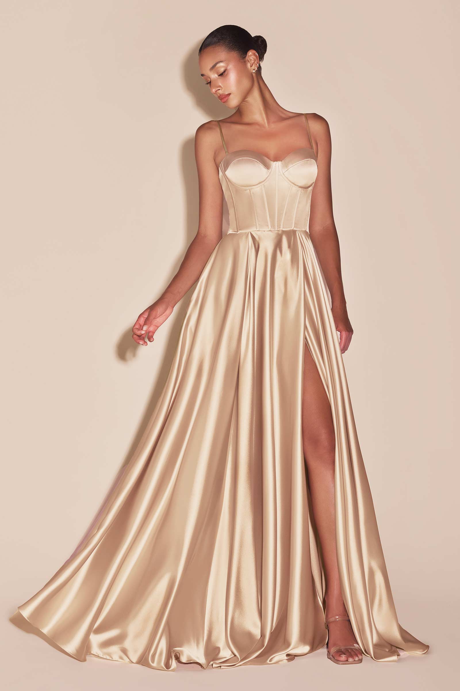 A-LINE SATIN BUSTIER DRESS