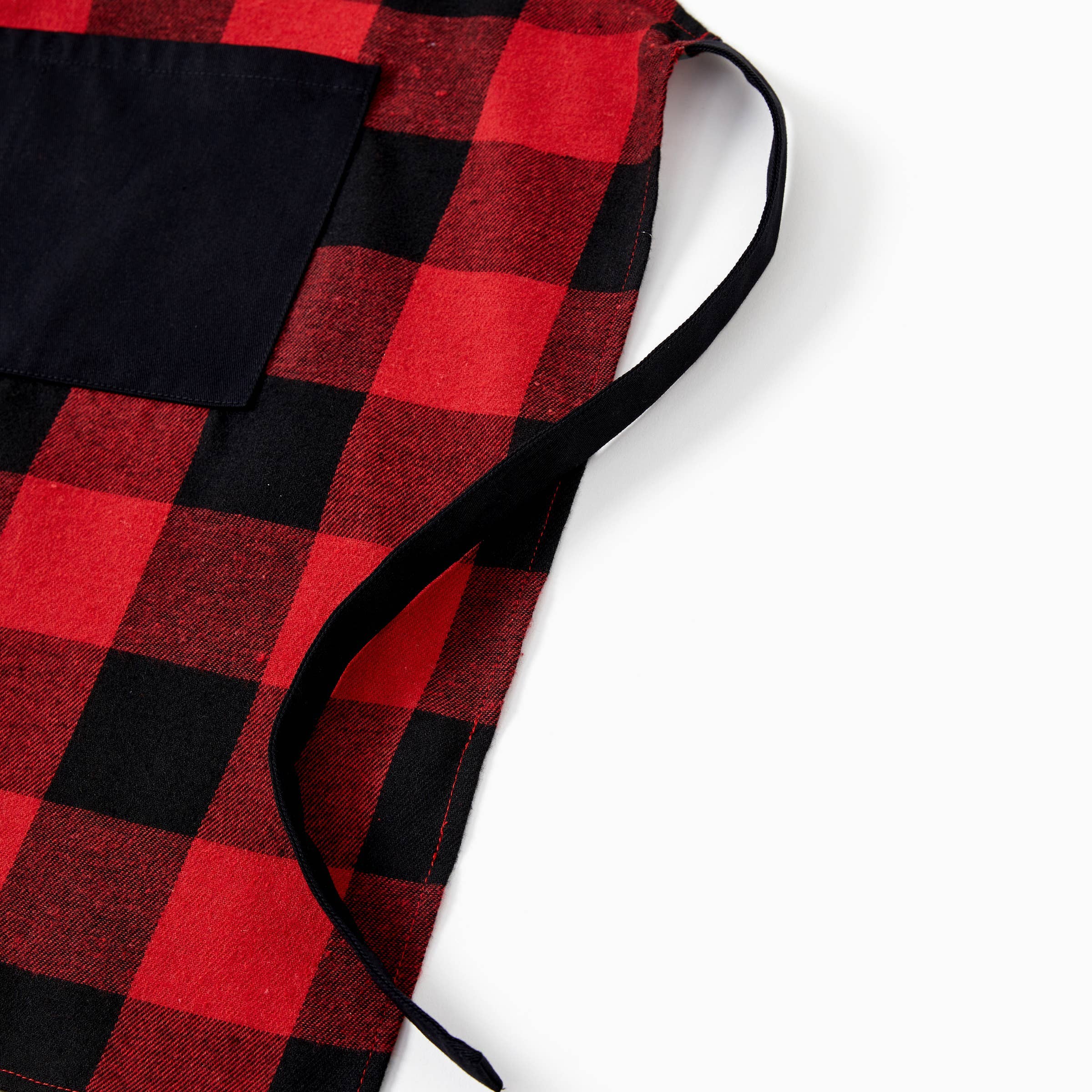 Family Christmas Kitchen Apron Red&Black Plaid 100% Cotton