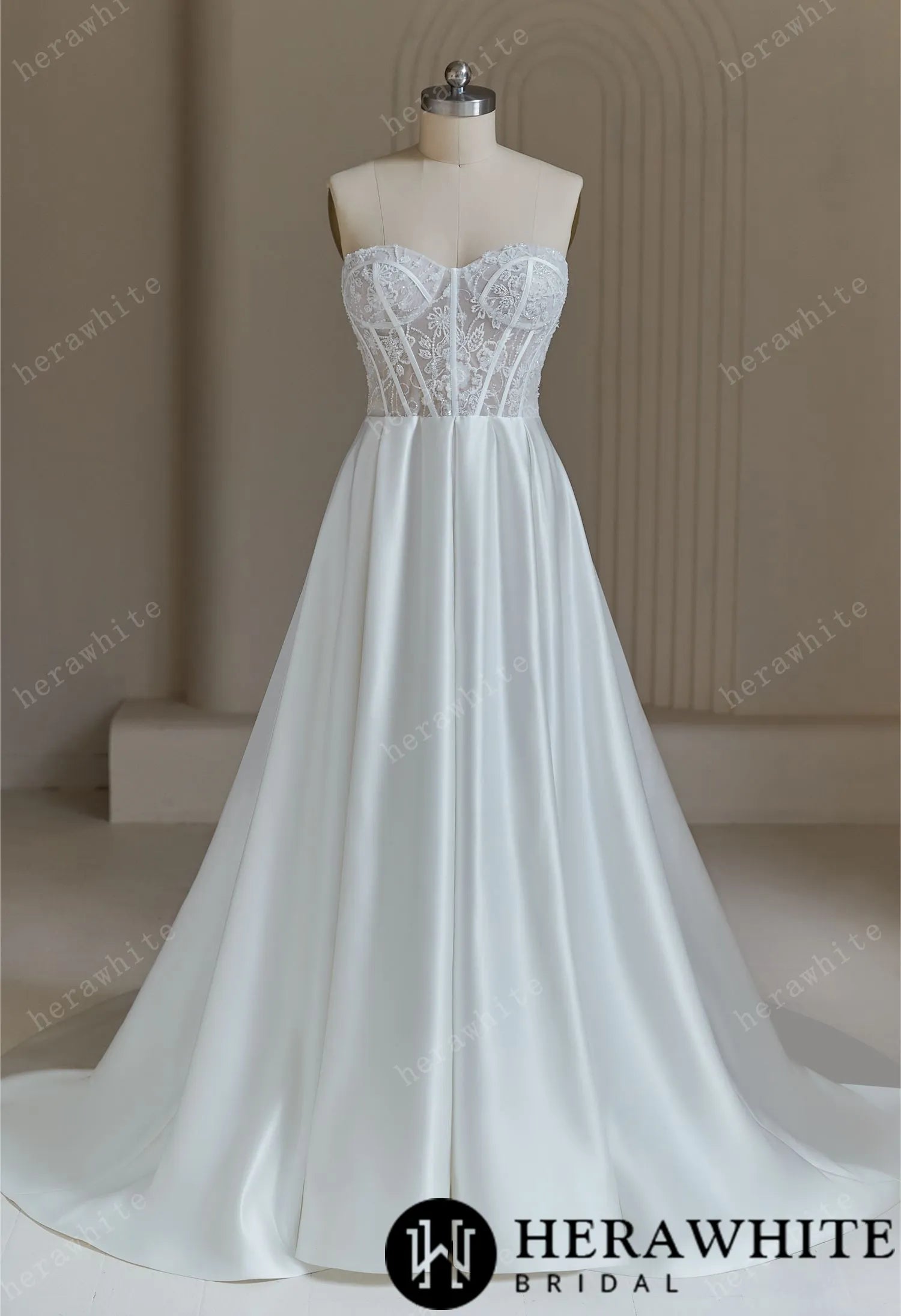 Illusion Lace Sweetheart Wedding Dress With Corset Back