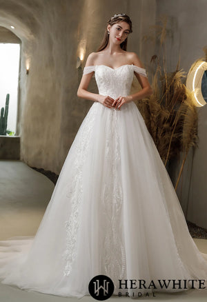 Princess Sweetheart Lace Tulle Ballgown Wedding Dress HW2526