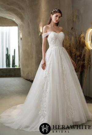 Princess Sweetheart Lace Tulle Ballgown Wedding Dress HW2526