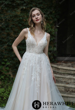 Beaded Sequins Lace And Sexy Split Wedding Dress HW3034