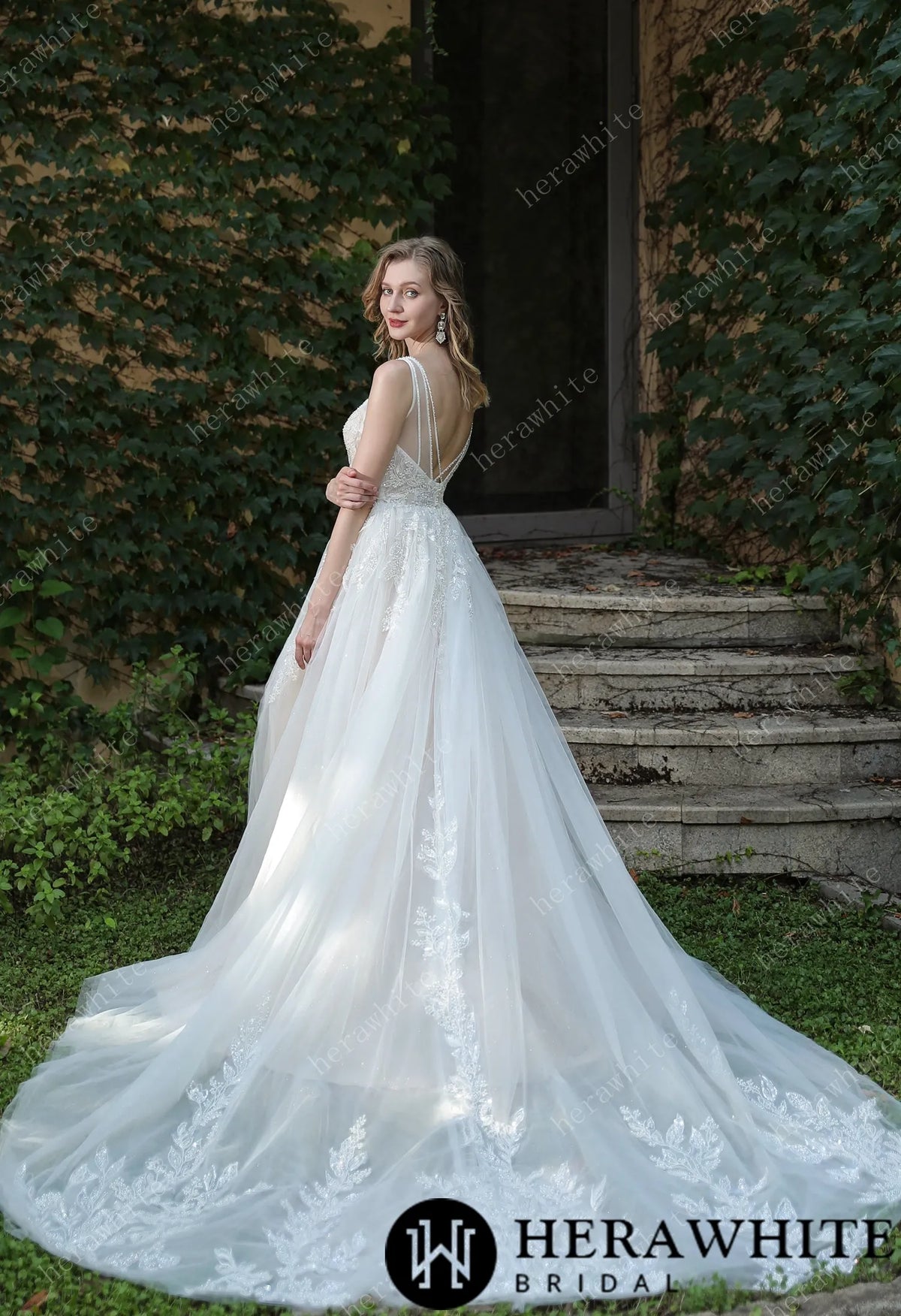 Beaded Sequins Lace And Sexy Split Wedding Dress HW3034