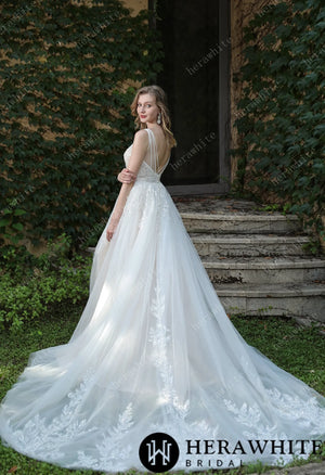 Beaded Sequins Lace And Sexy Split Wedding Dress HW3034