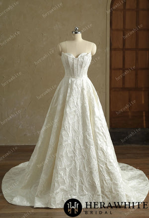 Satin Sleeveless A-Line Split And Grace Wedding Dress HW3411-W
