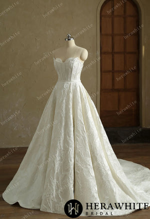 Satin Sleeveless A-Line Split And Grace Wedding Dress HW3411-W