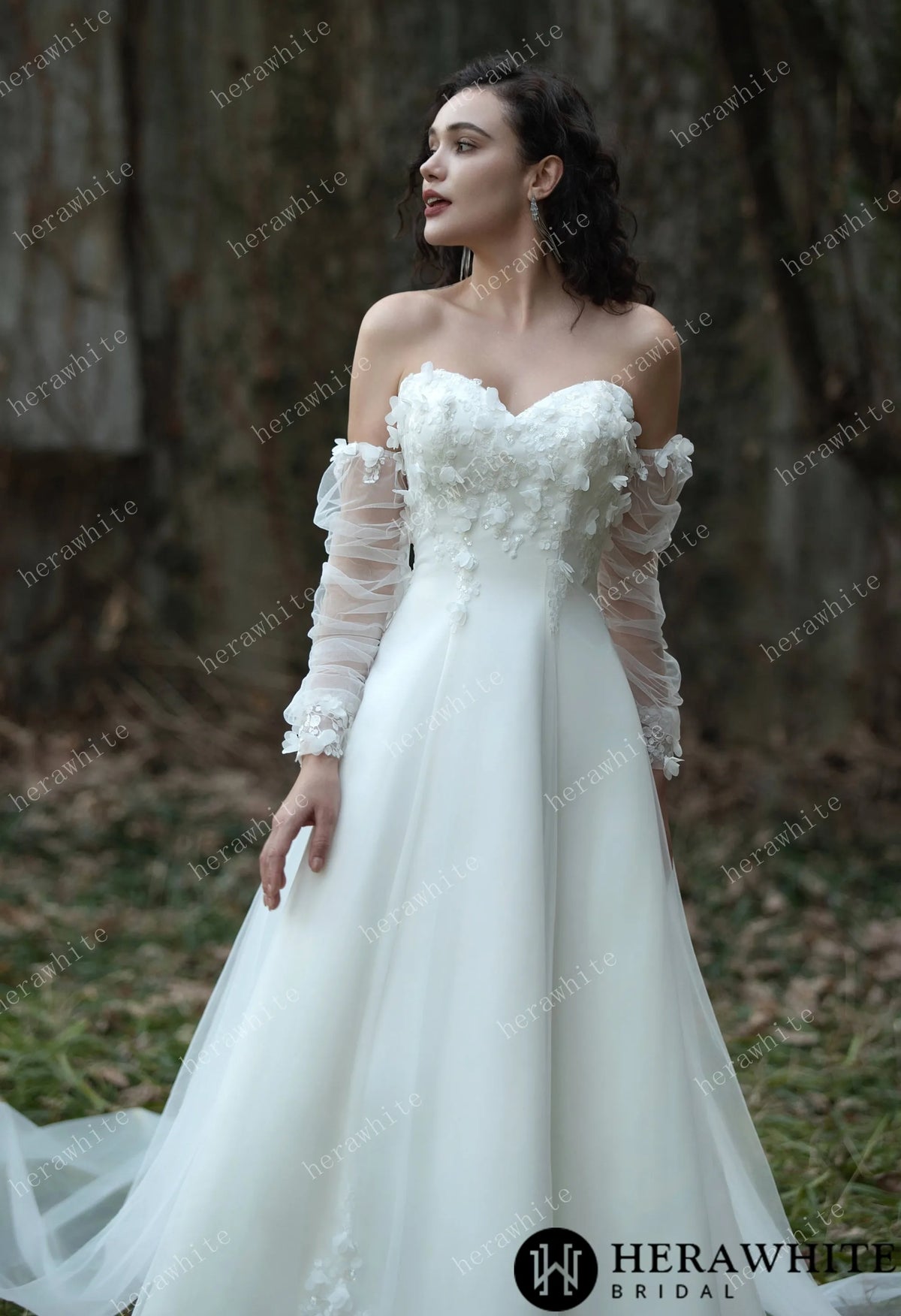 Fairy Sweetheart Neckline Satin Gown With Ribbon HW3567