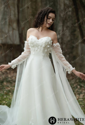 Fairy Sweetheart Neckline Satin Gown With Ribbon HW3567