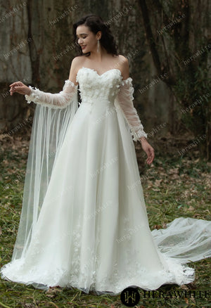 Fairy Sweetheart Neckline Satin Gown With Ribbon HW3567
